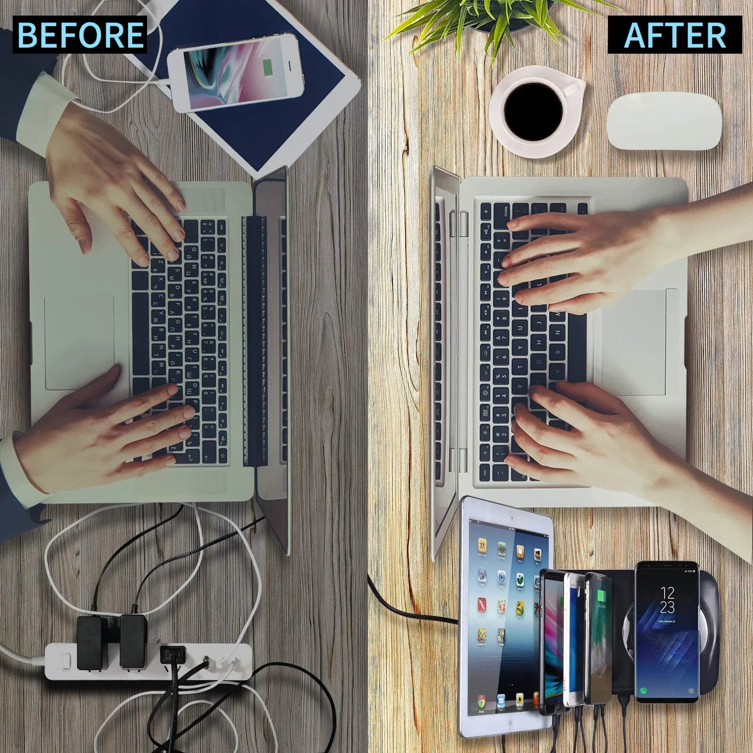 Soopii Wiv6 - 5In1 - 4 Ports Usb and Wireless Charging Station - Black - Tashqila Soopii Wiv6 - 5In1 - 4 Ports Usb and Wireless Charging Station - Black - Tashqila